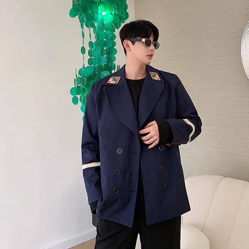 Spring Autumn Male Streetwear Suit Coat Outerwear Men Embroidery Vintage College Style Casual Blazer Jacket Overcoat | Мужская одежда