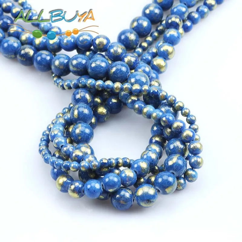 4 12 мм голубые лазуритовые бусины из нефрита для изготовления ювелирных изделий