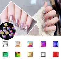nail art rhinestone accessories flat square crystal glass 4mm6 color strass 3d fashion fingernail diy decoration