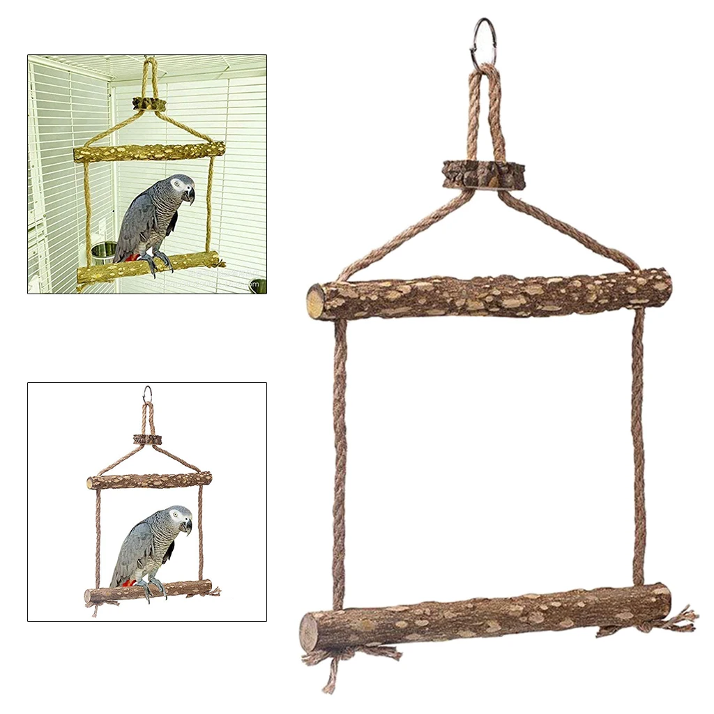 Pet Wooden Bird Swing Parrot Budgie Cockatiel Cage Climbing Hanging Toy