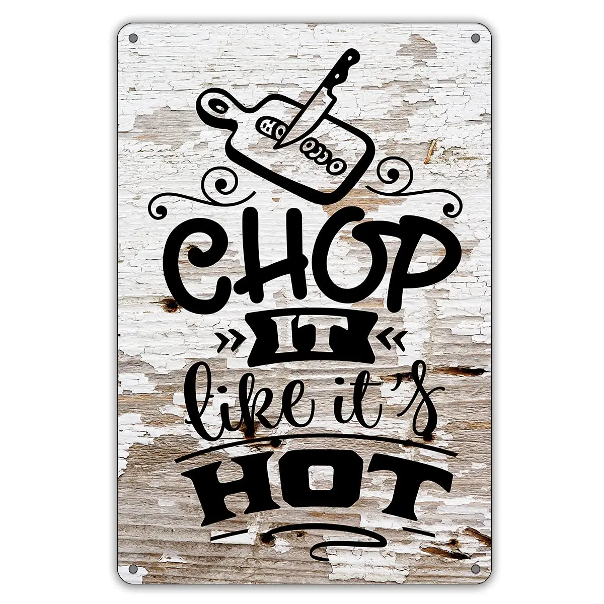 

Metal Tin Sign Wall Decor, Farmhouse Rustic Chop It Like It's Hot Sign for Home Decor Gifts