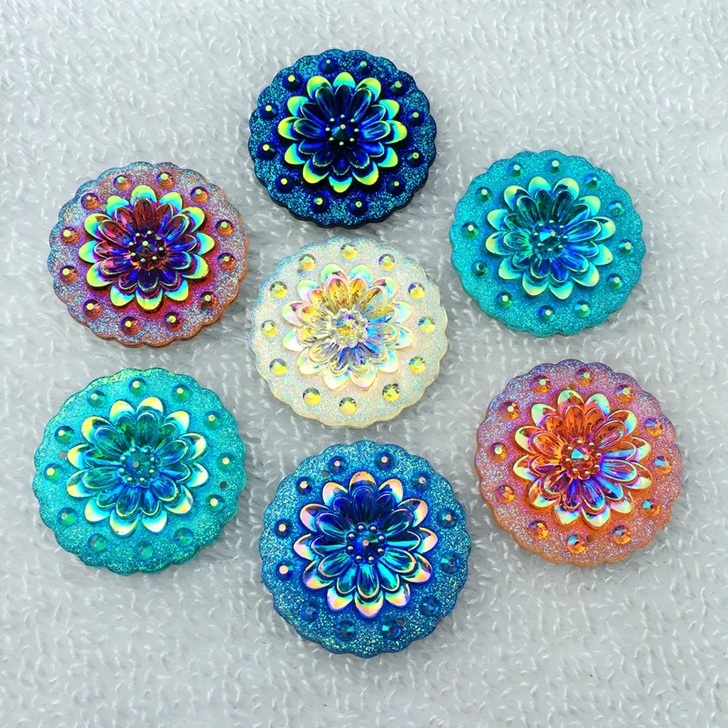 Круглые и Цветочные Стразы AB 30 мм Свадебные украшения с плоским основанием 2