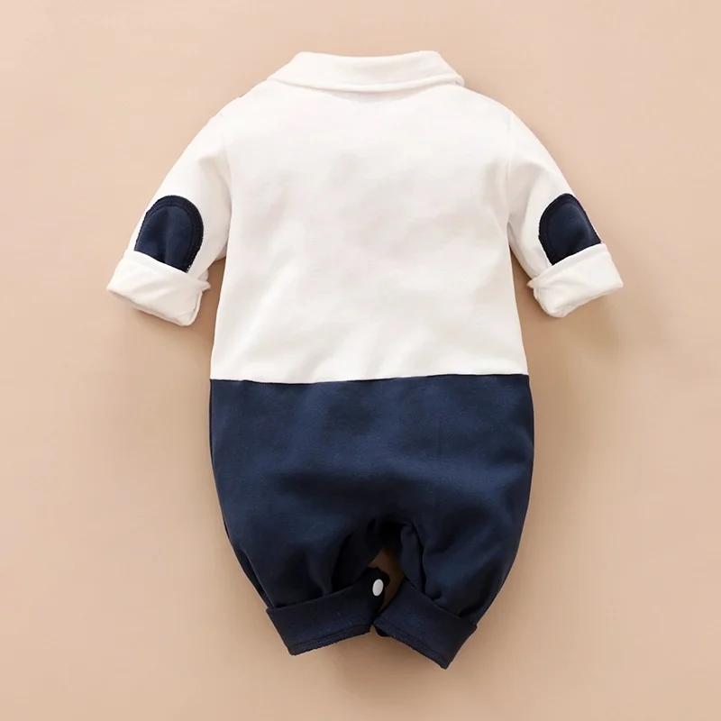 PatPat New Spring and Autumn Cotton Crawling Baby Boy Grace Imitation Long Sleeve Gentleman Bow Tie Jumpsuit Clothes |