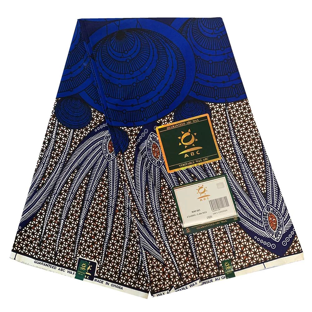

African Wax Print Fabric 6Yards/Piece Guaranteed Veritable Wax Ankara African Cotton WaxFor Wedding Dress Tissue For Clothes