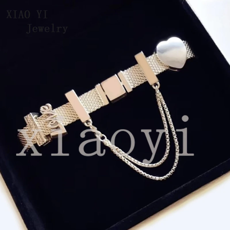 

XIAOYI 2020 New 100% S925 Zircon heart-shaped safety chain fashion bracelet with high quality free shipping female gentle