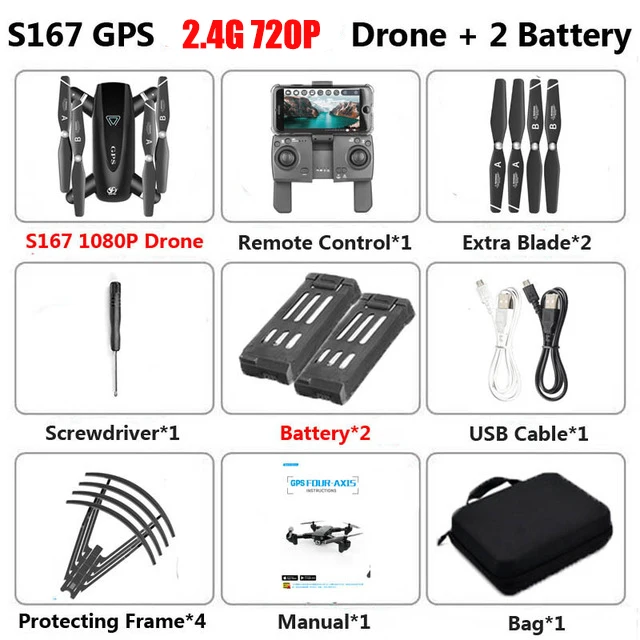 2.4G 720P 2B Bag S167 5G Дрон GPS Радиоуправляемый квадрокоптер с камерой 4K wifi FPV Складной Летающий жесты фотографии вертолет для видеосъемки игрушки - Цвет: 2.4G 720P 2B Bag
