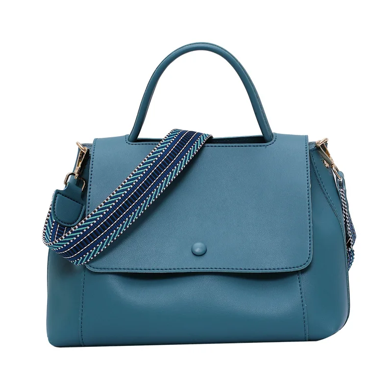 

2021 New Wide Shoulder Strap Pu Tote Bag Handbag Fashion One-shoulder Diagonal Bag Large-capacity Bag
