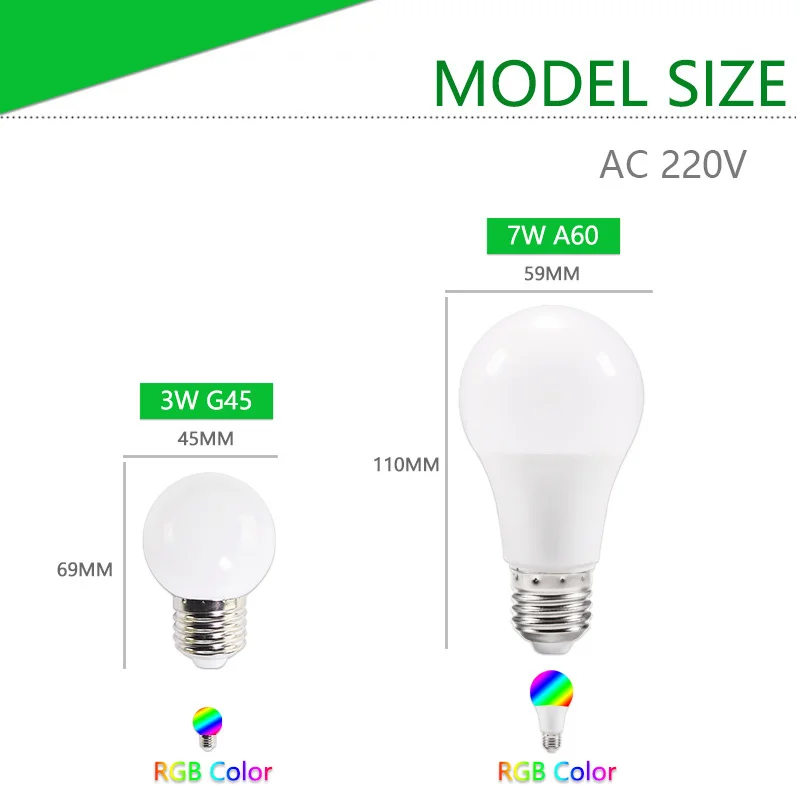 Светодиодный светильник E27 3W G45 7W A60 RGB СВЕТОДИОДНЫЙ цветной SMD 2835 AC 220V 240V вспышка