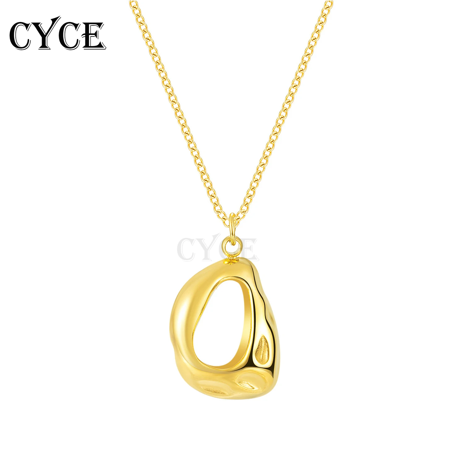 CYCE Jewelry Stainless Steel Hip Hop Necklace for Women Simple Titanium Steel Irregular Hollow Oval Pendant Necklace Accessories