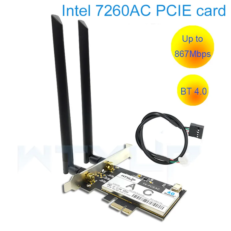 PCi Express 7260AC 2 4G/5G Dual Band 7260HMW 867 Мбит/с Беспроводной PCI E Wi Fi Bluetooth 4 0 7260 карты для
