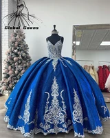 sweetheart corset ball gown quinceanera dresses beaded appliques formal prom graduation gowns lace up princess sweet 15 16 dress
