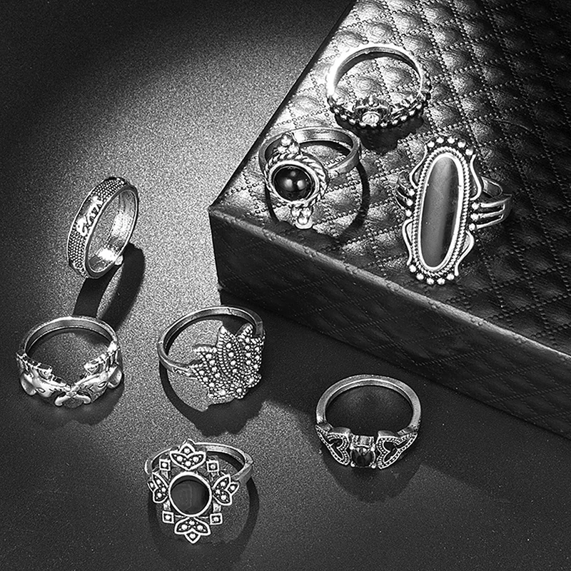 11 шт./компл. модные цветочные комплекты колец на фалангу слон луна звезда корона