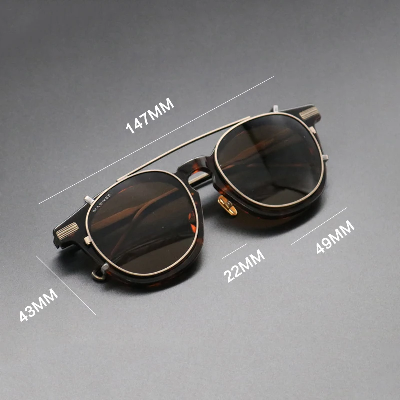 

Acetate 2 In 1 Clip Polarized Glasses Frame Men Round Prescription Myopia Optical Eyeglasses Frame Male Women Sunglasses Eyewear