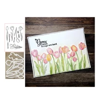 2022 tulip flowers metal cutting dies and clear rubber stamps for scrapbooking stencil diy album make template decor model craft