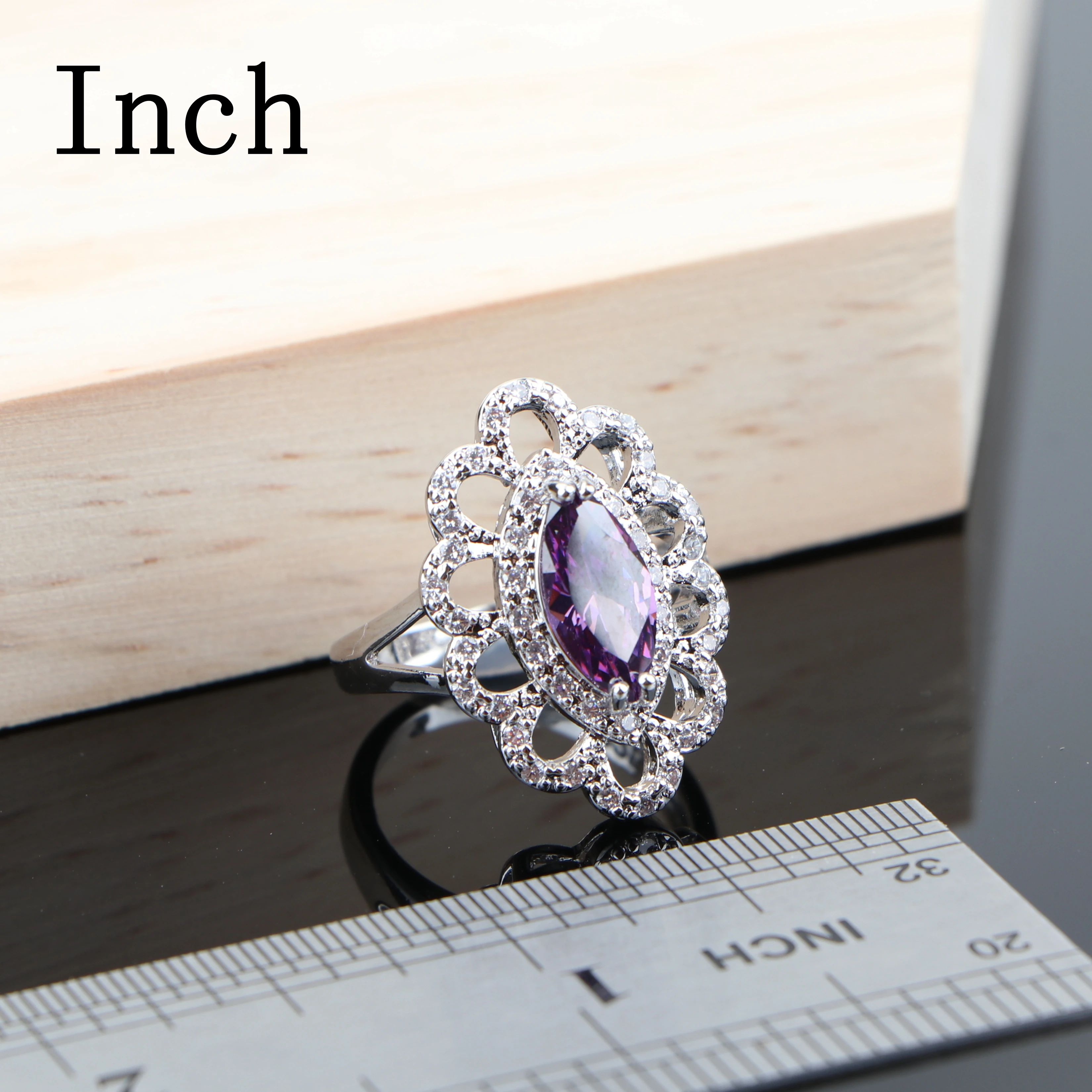 Роскошные фиолетовые циркониевые Свадебные Ювелирные наборы для женщин серебро