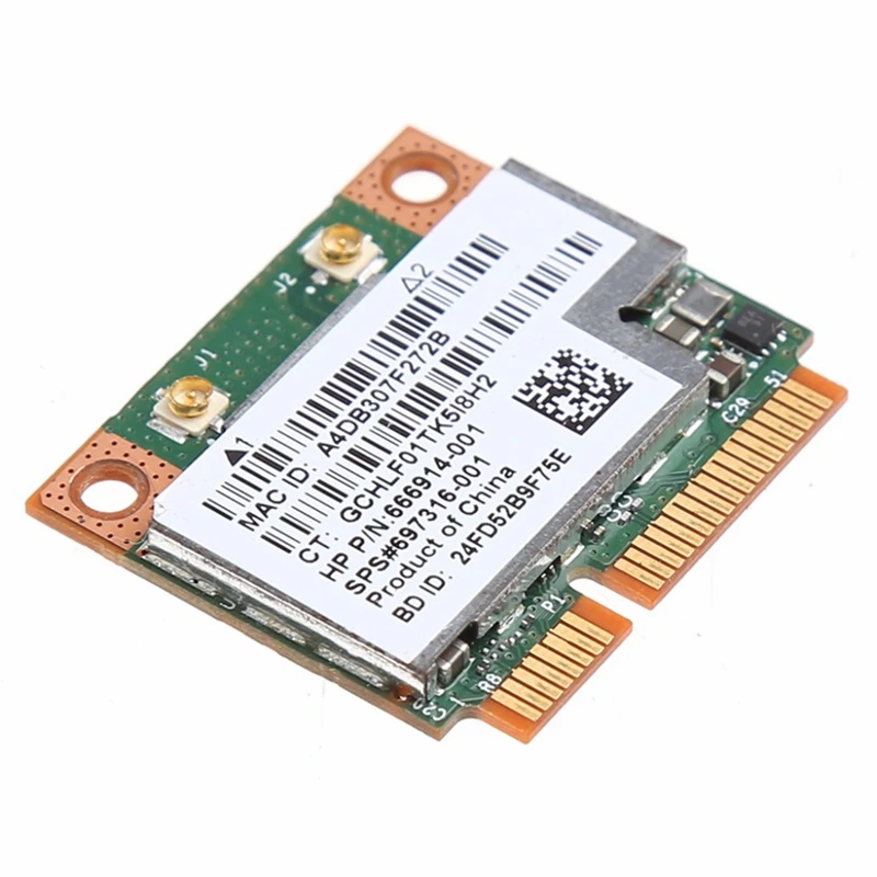 

Dual Band 2.4+5G 300M 802.11A/B/G/N Wifi Bluetooth 4.0 Wireless Half Mini Pci-E Card For Hp Bcm943228Hmb Sps 718451-001