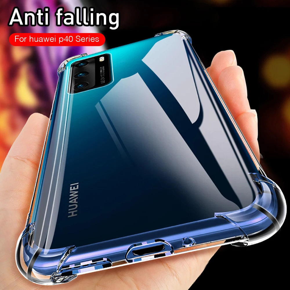 transparent soft case for huawei p40 pro p30 p20 light huawe huawey hauwei p 20 30 40 lite e shockproof phone cover coque cases free global shipping