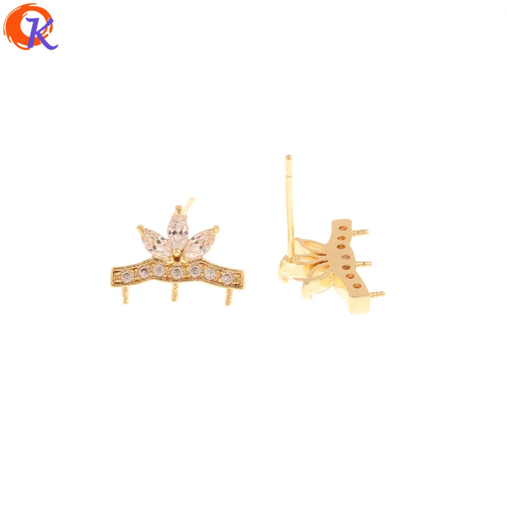 

Cordial Design 10Pcs 9*13MM Jewelry Accessories/CZ Earrings Stud/Genuine Gold Plating/Hand Made/DIY Making/Earring Findings