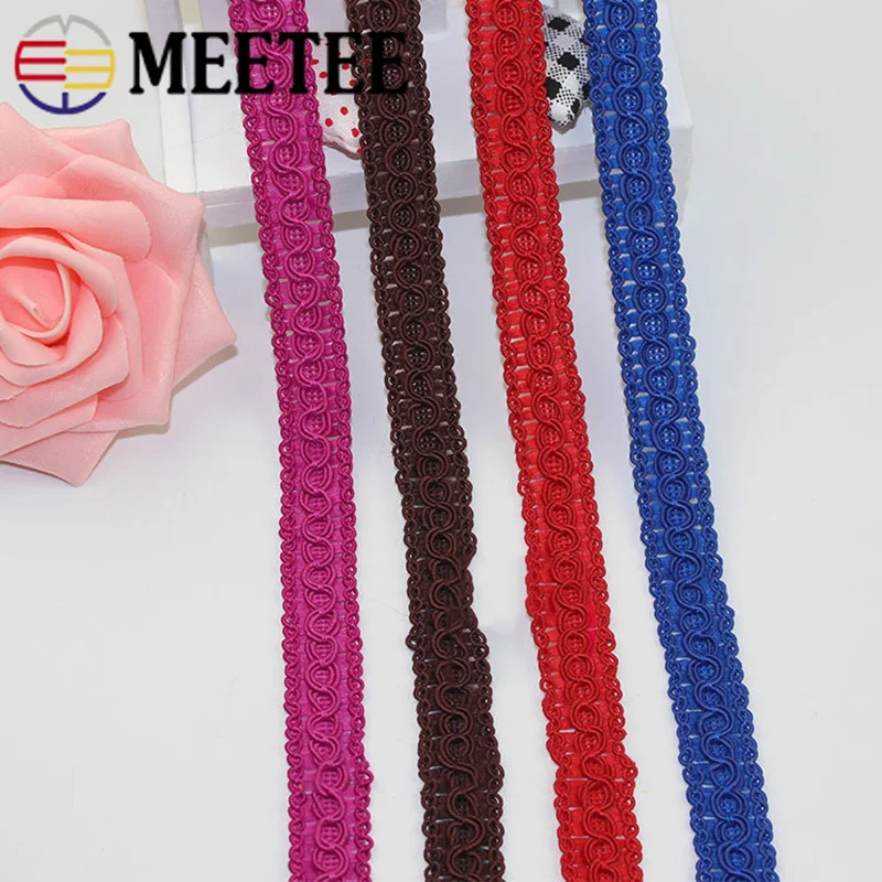 Meetee 15 метров мм Полиэстеровая плетеная тесьма с кружевной отделкой декоративная
