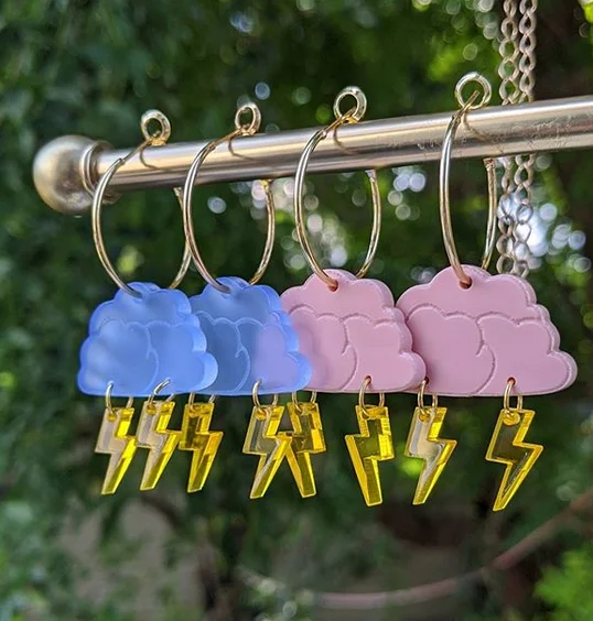 

Handmade Lightning Hoops Dangle Earrings Statement Earrings,cute Earrings goth