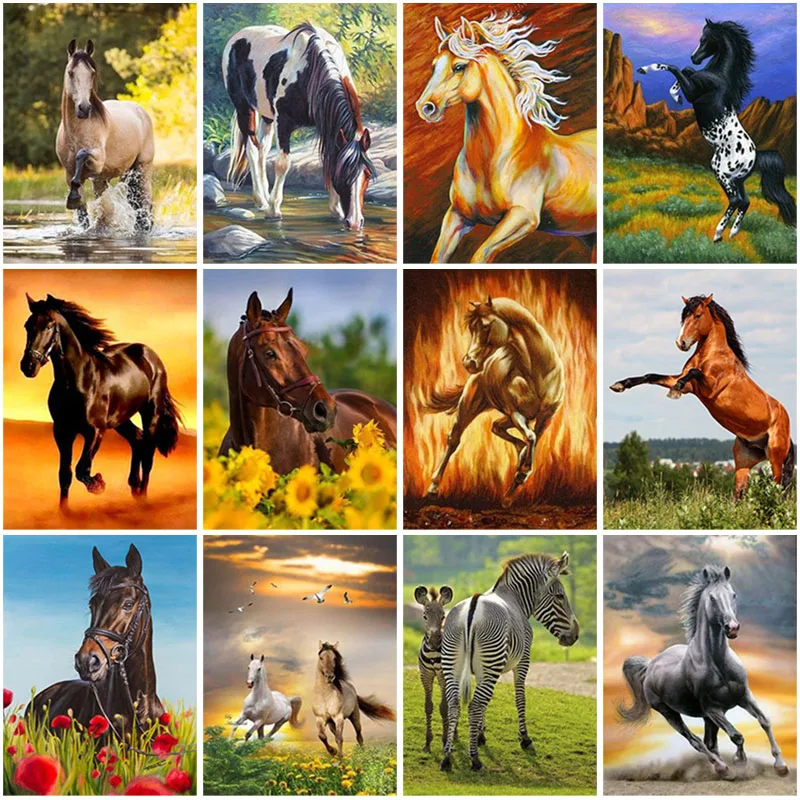 

5D DIY Diamond Painting Animals Horse Cross Stitch Kit Full Drill Square Embroidery Mosaic Art Picture of Rhinestones Home Decor