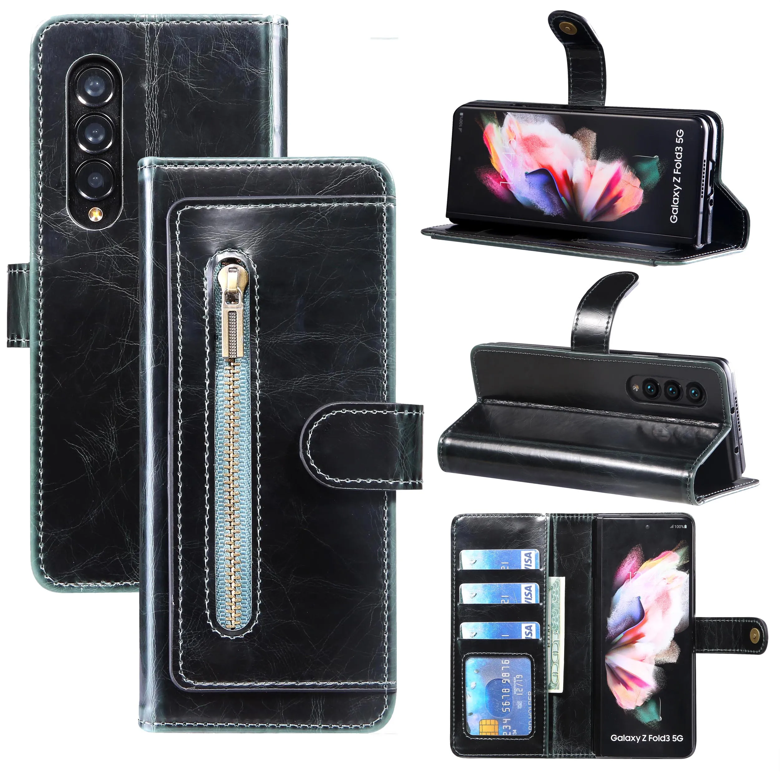 

Wallet Cases For Samsung Galaxy Z Fold 3 4 Case Protection Coque Holder Bags Leather Card Slot Phone Cover For Z Fold 3 4
