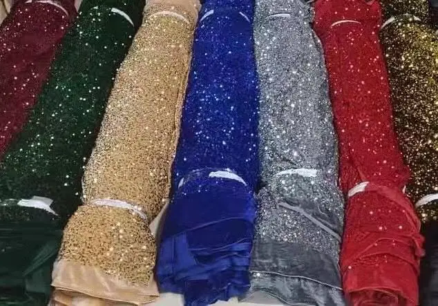 Роскошная зеленая бархатная кружевная ткань одежда новейшая нигерийская