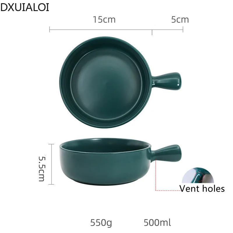 

DXUIALOI Nordic style home breakfast ramen ceramic bowl with handle kitchen tableware salad, soup, afternoon tea fruit bowl