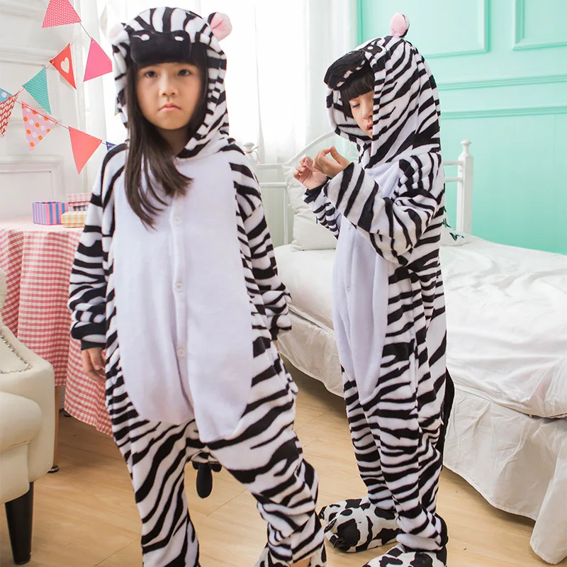 

Kids Halloween Costumes Cartoon Animal Zebra Cute Outfit Flannel Special Party Boy Girl Onesie Pajama Suit