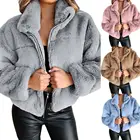Осенне-зимнее повседневное однотонное пальто с отложным воротником, Женское пальто из искусственного меха, подходит ко всему для офиса