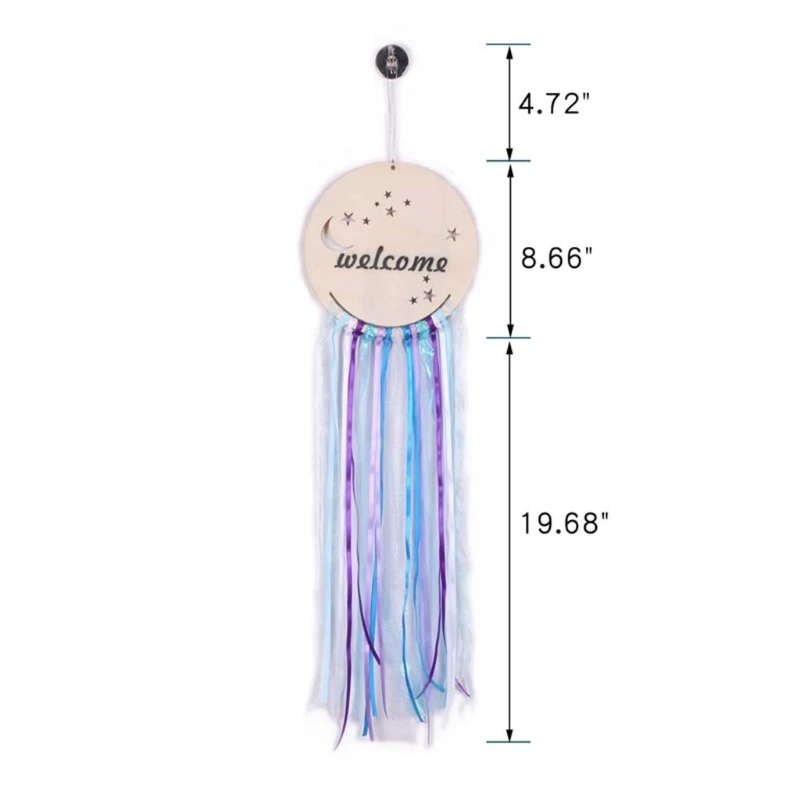 

X7XD Nordic Wooden Round Board Pendant with Colorful Ribbon Wall Hanging Home Decor