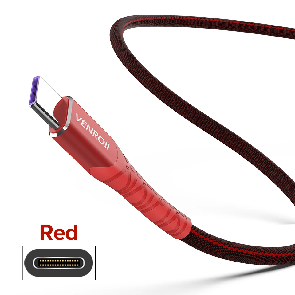 Red Venroii usb type C кабель 5A Supercharge для huawei P20 P30 mate 30 Pro Quick Charge 3,0 4,0 Быстрая зарядка type-C для Honor 20 10 - Цвет: Red