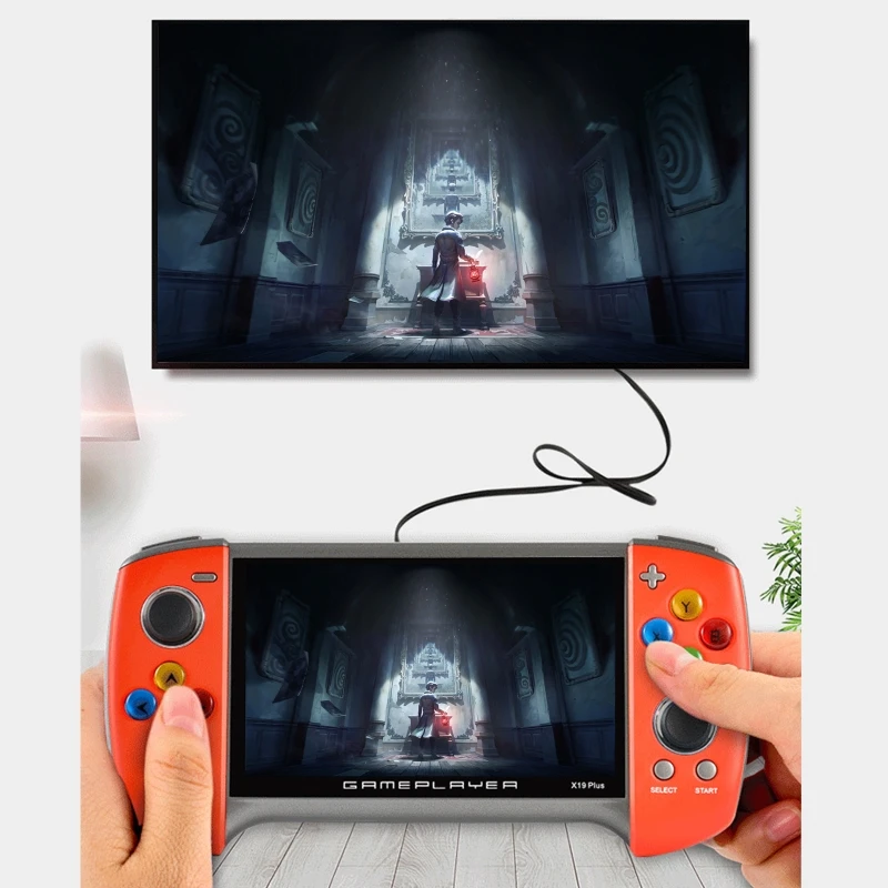 

1 Set 2020 New X19 Plus Handheld Game Console 5.1 Inch Large Screen 1000 Classic Games Nostalgic 360 Degree Double-rocker