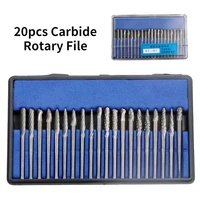 20pcsset 3x3mm shank tungsten carbide rotary file kit burr for grinding wood aluminum copper milling cutter tools hand tools