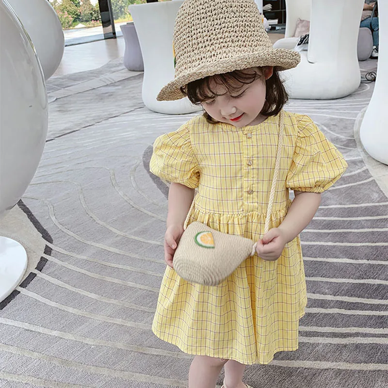 

Girls Cute Summer Dresses 2021 Korean Fashion Kids Cotton Party Costumes Short Sleeve Children Princess Clothing 3-7Y