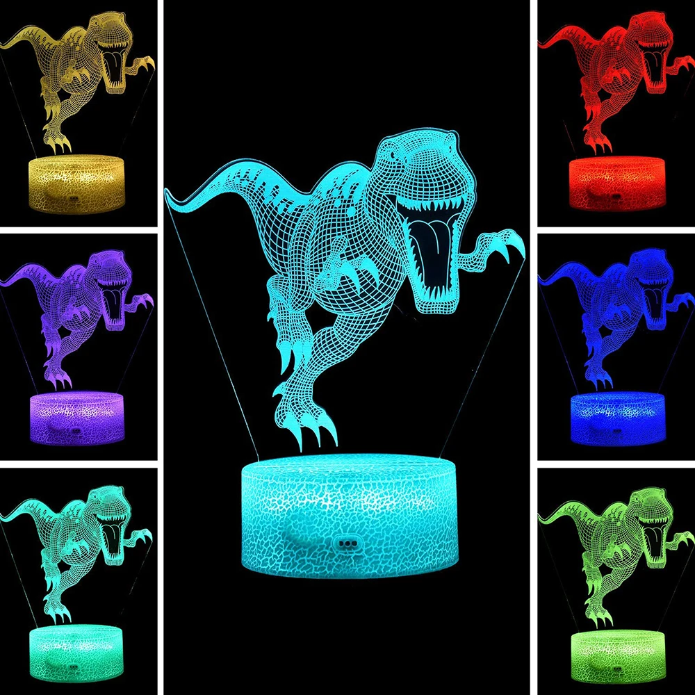 Динозавр тианнозавр ночник подарки 3D Оптическая иллюзия Светодиодный лампа пульт дистанционного управления и RGB цвета USB питание декор для детской комнаты игрушки