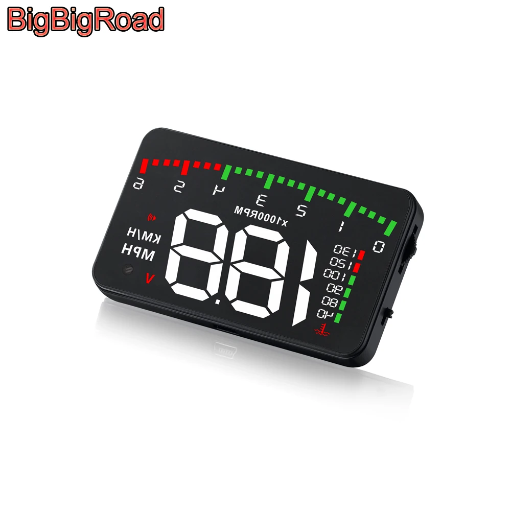 

BigBigRoad Car Hud Display For Volkswagen Transporter T6 T-Cross Scirocco Phaeton EOS Taigun Windshield Projector Alarm System