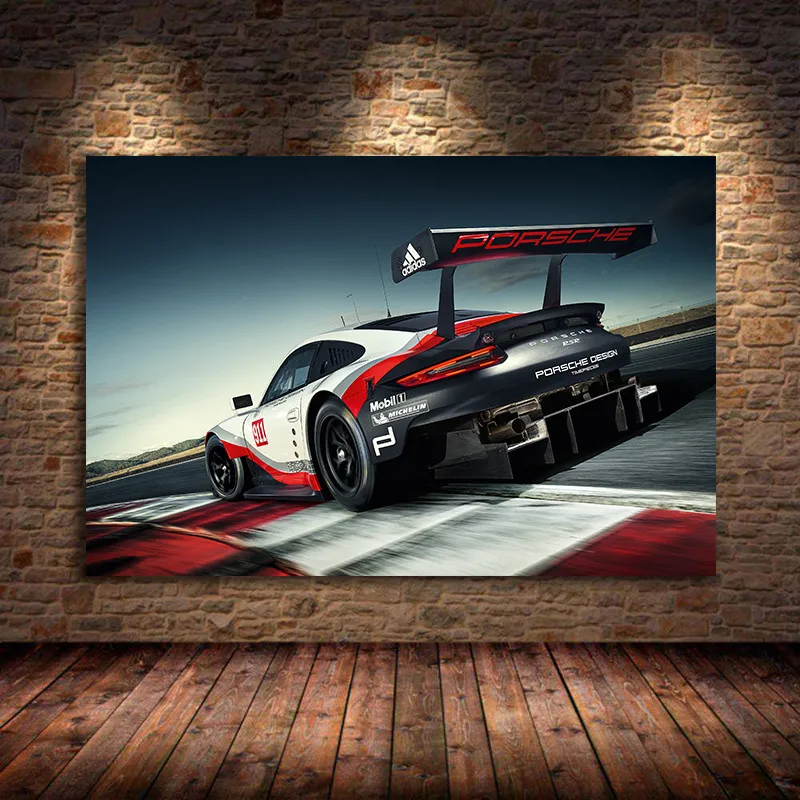 

Supercar Oil Canvas Posters and Prints Porsches 911 RSR Race Car Painting Wall Art for Living Room Home Decoration Unframed