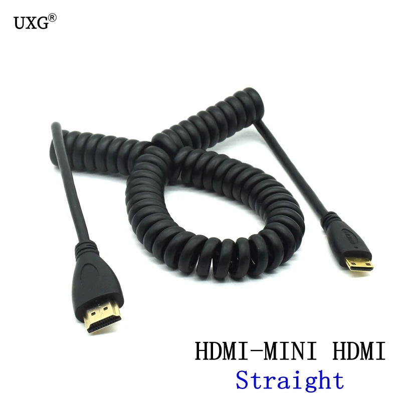 usb c power adapter HD-to Right Left Up Down Angle Mini HD Micro HDTV-compatible Male To Male Stretch Spring Curl Flexible Cable V1.4 DSLR 0.5M/1.8M mini hdmi