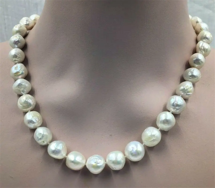 

Новое 12-14 мм Белое барочное жемчужное ожерелье с южным морем
