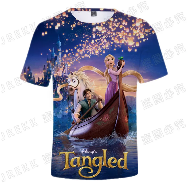 Новинка лета 2022 футболка с 3D принтом из мультфильма Рапунцель для мужчин женщин и