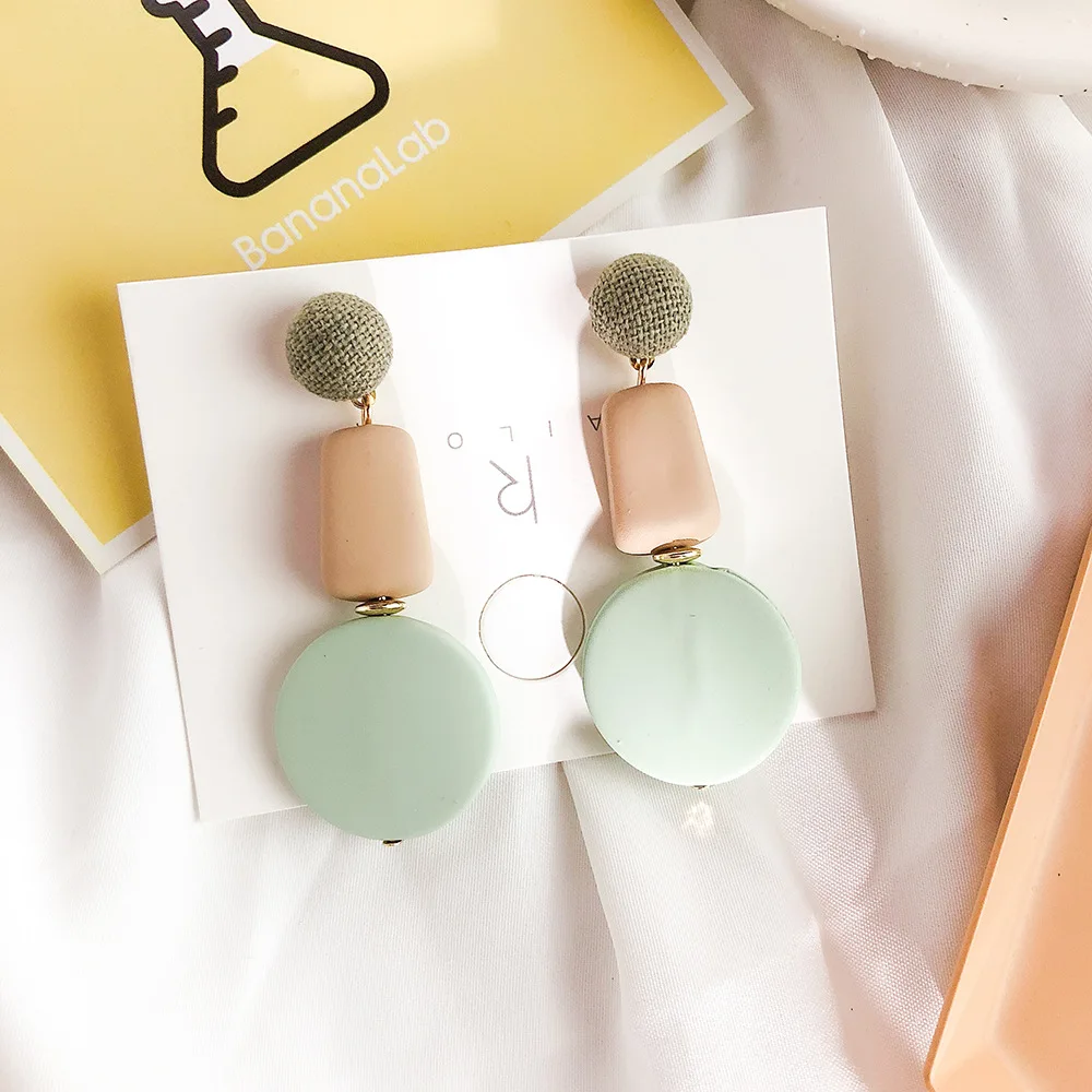 Корейские серьги с деревянными подвесками 2019 модные эффектные геометрические