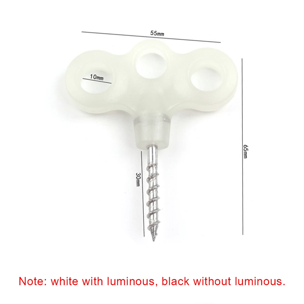

10pcs Luminous Tent Screw Pegs Stainless Steel Three-Eye Outdoor Camping Deck Hook Nails Cord Rope Fastener Pegs Tent Supplies