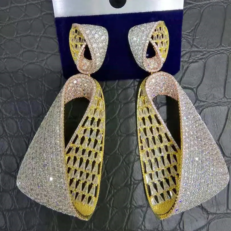 

Missvikki Dubai Luxury Original Big Pendant Earrings for Women Bridal Wedding Delicate Full CZ boucle d'oreille femme 2022 New