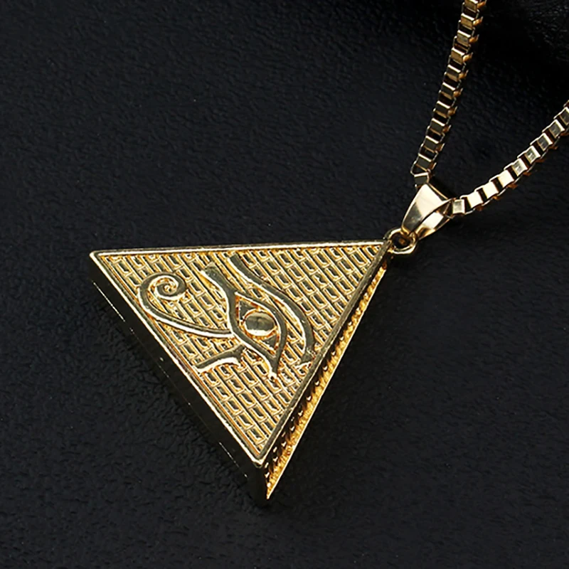 New Pyramid Egyptian Gods Power Eye Necklace Eye Of Horus Stainless Steel Clavicle Chain Necklace for man and Woman Gifts