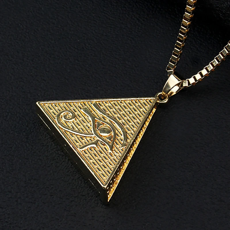 

New Pyramid Egyptian Gods Power Eye Necklace Eye Of Horus Stainless Steel Clavicle Chain Necklace for man and Woman Gifts