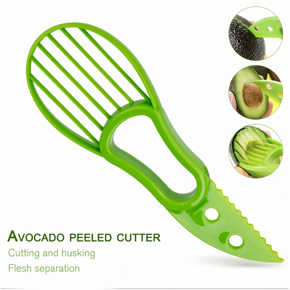 

3 In 1 Avocado Slicer Shea Corer Butter Fruit Peeler Cutter Pulp Separator Plastic Knife Kitchen Vegetable Tools Kitchen Gadgets