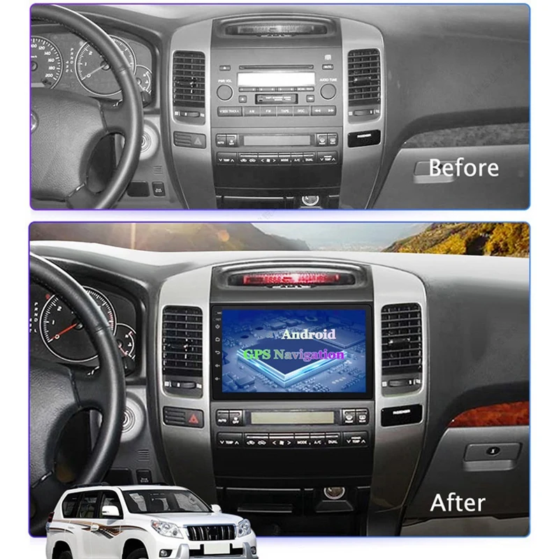 

9 Inch Android 10 HD Car MP5 Player Stereo Radio 2+16GB Wifi Bluetooth GPS Navigation for Toyota Prado 2004-2009