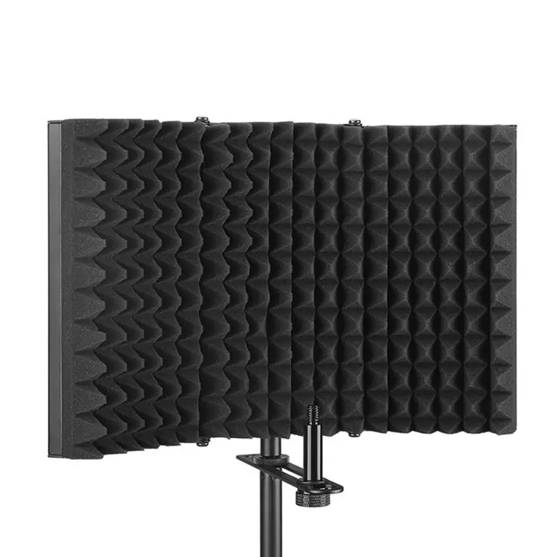 

Black Foldable Microphone Isolation Shield, Adjustable Recording 7XED