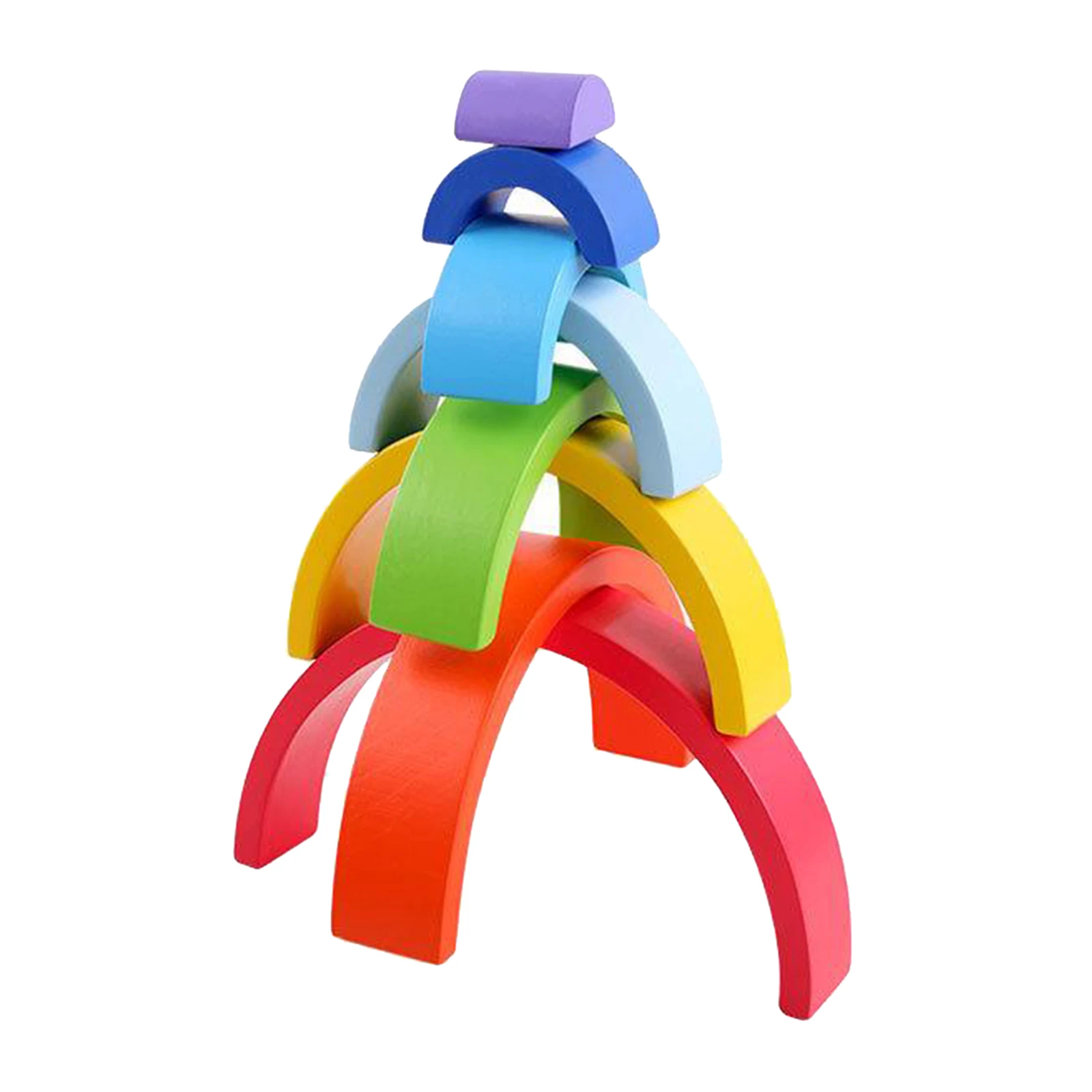

Set of 8 Wood Rainbow Building Blocks Puzzle Match Shape Learning Toys Fun